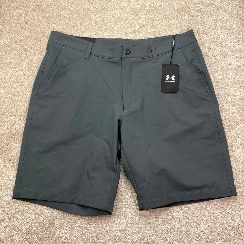 Under Armour Mens 38 UA Tech Short Gray 10 Inch Inseam Golf Performance 1350071